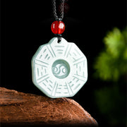 Buddha Stones Natural Jade FengShui Bagua Yin Yang Prosperity Necklace Pendant Necklaces & Pendants BS 3