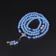 Buddha Stones 108 Beads Blue Crystal Healing Bracelet Mala Mala Bracelet BS 3