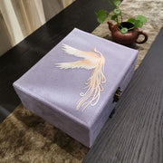 Buddha Stones Purple Phoenix Jewelry Box Organizer Two-Layer Jewelry Storage Box Flannel Box