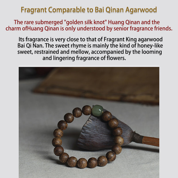 Vietnam Huang Qinan Agarwood Hetian Jade Peace Strength Bracelet Bracelet BS 7