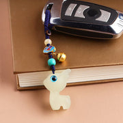 Buddha Stones Mini Cute Deer Glowstone Luminous Lucky Deer Energy Key Chain Phone Car Hanging Decoration