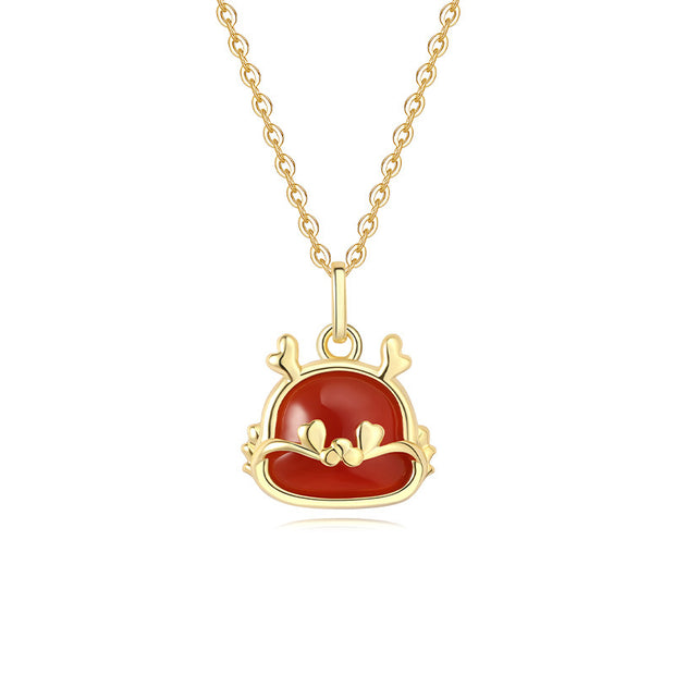 Buddha Stones Year Of The Dragon 925 Sterling Silver Red Agate Love Heart Luck Bracelet Necklace Pendant Bracelet Necklaces & Pendants BS Red Agate Necklace