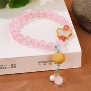 Buddha Stones Natural Pink Crystal Butterfly Pumpkin Love Bracelet Bracelet BS 2