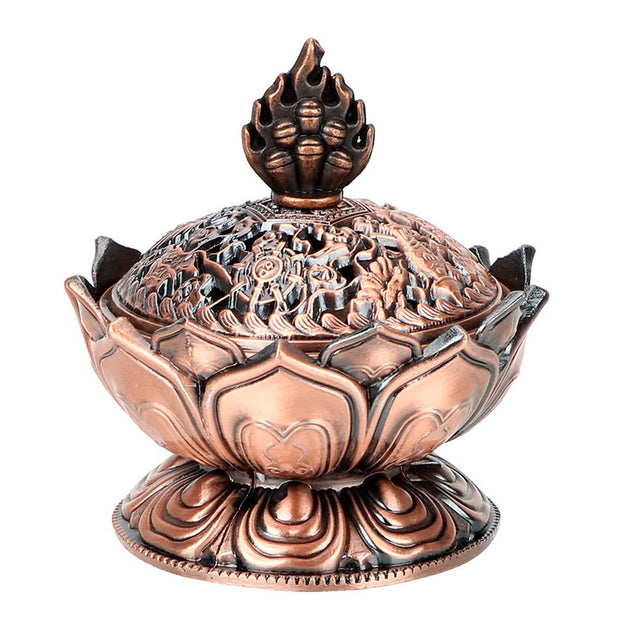 Buddha Stones Tibetan Lotus Shaped Purify Incense Burner Incense Burner BS 8