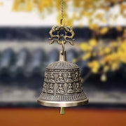 Buddha Stones Tibetan Engraved Buddha Dragon Wind Chime Bell Copper Luck Wall Hanging Decoration
