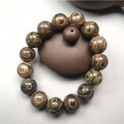 Buddha Stones Three-eyed Dzi Bead Sardonyx Luck Bracelet Bracelet BS 1