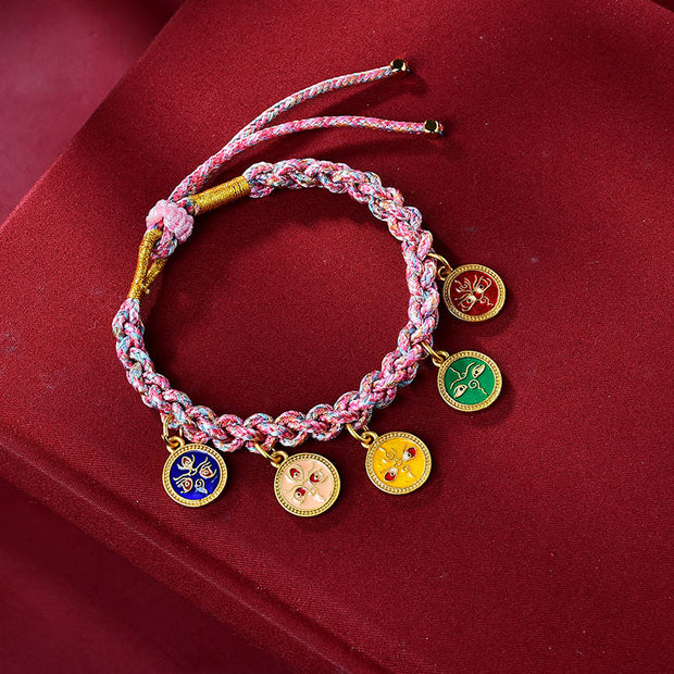 Buddha Stones Handmade Tibetan Multicolored Rope Five God Of Wealth Luck Braid Bracelet Bracelet BS 2