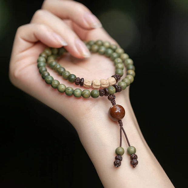 Buddha Stones Green Sandalwood Positive Peace Bracelet