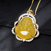 Buddha Stones Good Luck Laughing Buddha Necklace Necklaces & Pendants BS 17