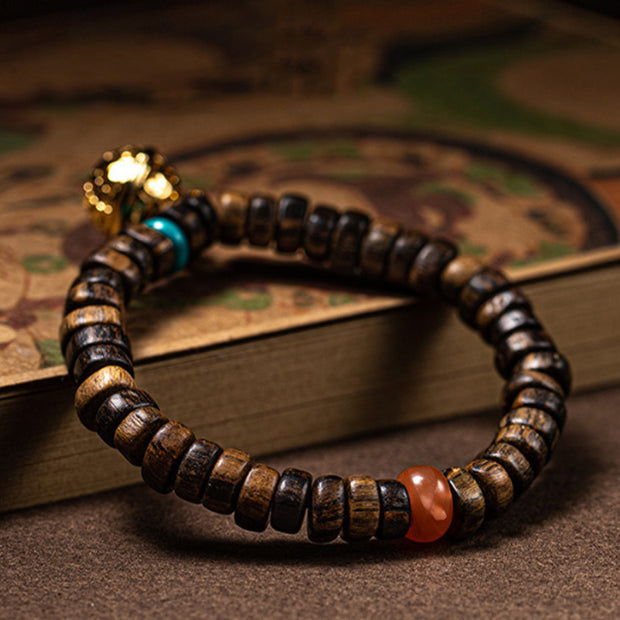 Buddha Stones Agarwood Red Agate Turquoise Balance Strength Bracelet Bracelet BS 11