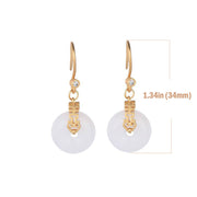 Size of Buddhastoneshop White Jade Double Happiness Fortune Earrings