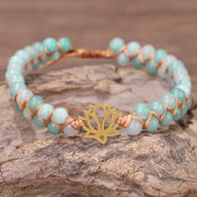 Buddha Stones Amazonite Beads Lotus Flower Balance Weave Bracelet Bracelet BS 1