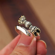 Buddha Stones Tibetan Dorje Vajra Engraved Design Copper Luck Wealth Adjustable Ring Ring BS 3