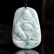Buddha Stones Natural Jade Laughing Buddha Maitreya Buddha Luck String Necklace Pendant Necklaces & Pendants BS Jade(Prosperity♥Abundance)