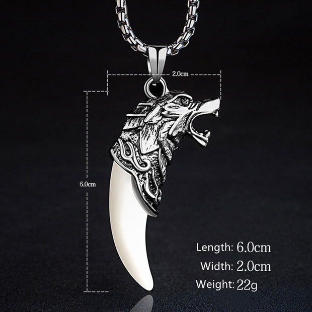 Buddha Stones Imitation Wolf Tooth Healing Necklace Pendant Necklaces & Pendants BS 10