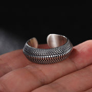Buddha Stones Simple Dragon Scale Design Copper Luck Wealth Adjustable Ring Ring BS 4