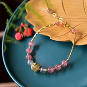 Buddha Stones Natural Strawberry Quartz Moonstone Positive Bracelet Bracelet BS 7