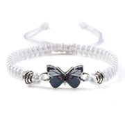 Buddha Stones Butterfly Freedom Love String Charm Bracelet Bracelet BS White-Gray Butterfly