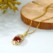 Buddha Stones Natural Garnet Pixiu Fortune Necklace Necklaces & Pendants BS 1