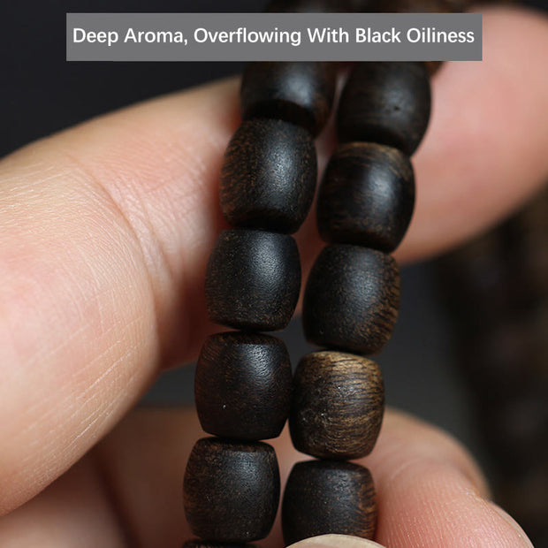 Buddha Stones 108 Mala Beads Tarakan Rare Natural Agarwood Ward Off Evil Spirits Bracelet