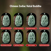 Buddha Stones Chinese Zodiac Natal Buddha Natural Jade Wealth Prosperity Necklace Pendant Necklaces & Pendants BS 24