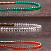 Buddha Stones Tibetan Various Agate Stone Copper Protection Triple Wrap Bracelet Bracelet BS 7