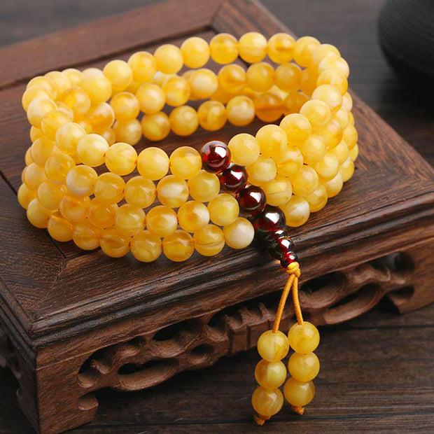 108 Beads Natural Amber Red Agate Balance Bracelet Mala Mala Bracelet BS 10mm*108 Amber