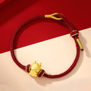 ❗❗❗A Flash Sale- Buddha Stones Handmade Year of the Dragon 999 Sterling Silver Golden Ingot Lucky Money Bag Copper Coin Bracelet Bracelet BS 9