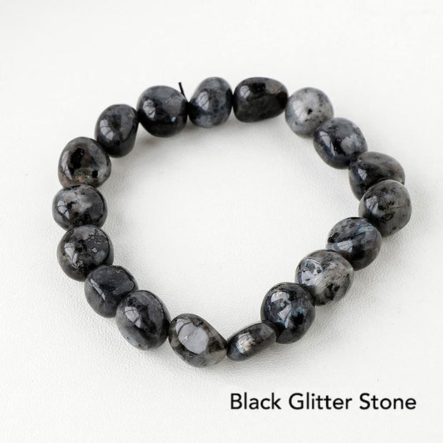 Natural Irregular Shape Crystal Stone Spiritual Awareness Bracelet Bracelet BS Black Glitter Stone