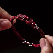Buddha Stones Handcrafted PiXiu Cinnabar Wealth Luck Braided Bracelet Bracelet BS 3