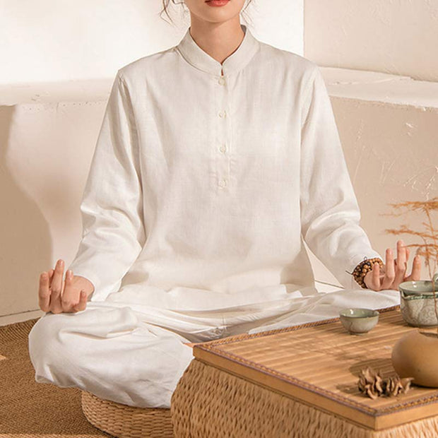 Buddha Stones Meditation Prayer Spiritual Zen Practice Yoga Tai Chi Uniform Clothing Women's Set