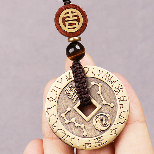 Buddha Stones Feng Shui Taoism Yin Yang Symbol Constellations Copper Coin Balance Key Chain Necklace Key Chain BS 5