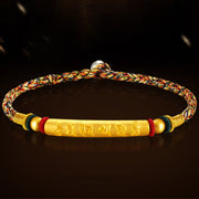 Buddha Stones Tibetan 999 Gold Om Mani Padme Hum Handcrafted Eight Thread Peace Knot Luck Braided Couple Bracelet
