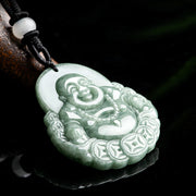 Buddha Stones Laughing Buddha Natural Jade Copper Coin Abundance Necklace Pendant Necklaces & Pendants BS 3