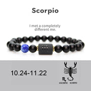 Buddhastoneshop Constellations of the Zodiac Black Onyx Adjustable Bracelet