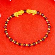 Buddha Stones Electroplating Golden Double Pixiu Wealth Bracelet Bracelet BS 4
