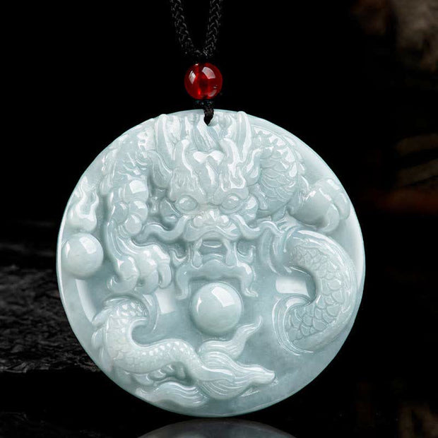 Buddha Stones Chinese Zodiac Dragon Jade Success Amulet String Necklace Necklaces & Pendants BS 5