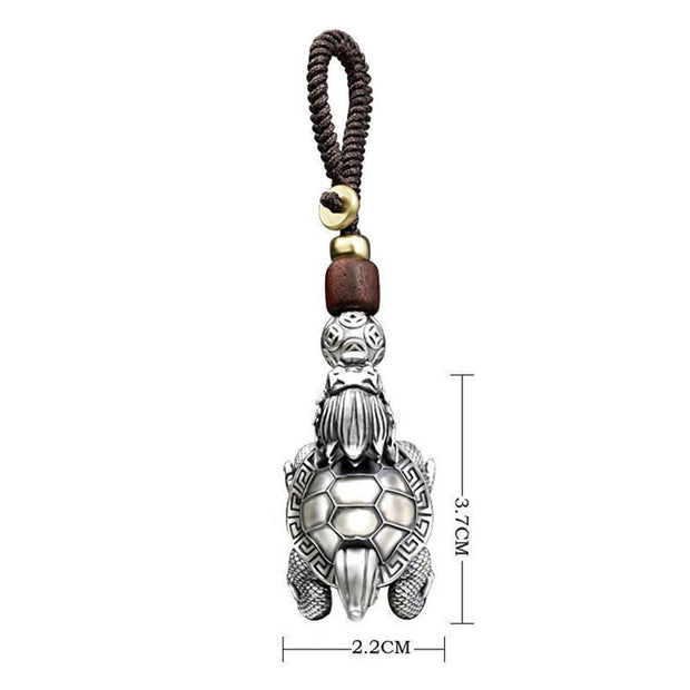 Buddha Stones Dragon Turtle Copper Coin Wealth Key Chain