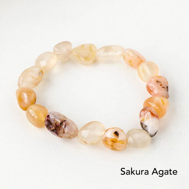Natural Irregular Shape Crystal Stone Spiritual Awareness Bracelet Bracelet BS Sakura Agate