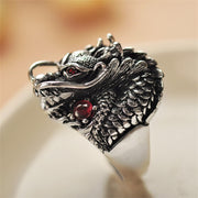 Buddha Stones 925 Sterling Silver Dragon Strength Protection Ring
