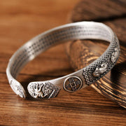 Buddha Stones Tibetan PiXiu Heart Sutra Coin White Copper Wealth Bracelet Adjustable Bangle Bracelet BS 3