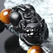 Buddha Stones FengShui PiXiu Rainbow Obsidian Tiger Eye Wealth Bracelet Bracelet BS 2