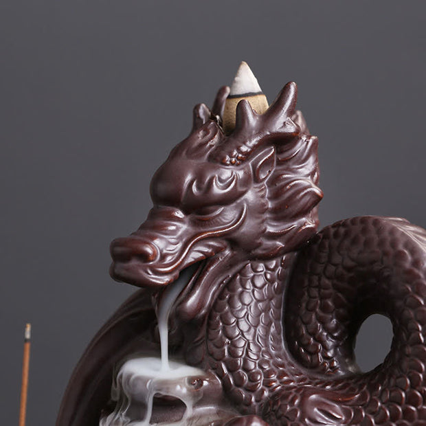 Buddha Stones Dragon Pattern Success Ceramic Incense Burner Decoration