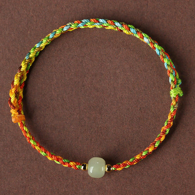 Buddha Stones Colorful Rope Luck Jade Bead Abundance Bracelet Bracelet BS 20cm
