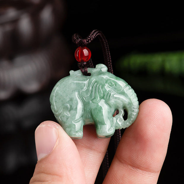Buddha Stones Elephant Jade Luck Strength Necklace String Pendant Necklaces & Pendants BS 2