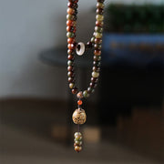 Buddha Stones 108 Mala Beads Dunhuang Color Bodhi Seed Dzi Bead Keep Away Evil Spirits Bracelet