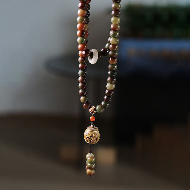 Buddha Stones 108 Mala Beads Dunhuang Color Bodhi Seed Dzi Bead Keep Away Evil Spirits Bracelet Mala Bracelet BS 1