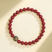 Buddha Stones 925 Sterling Silver Natural Cinnabar Four Beasts Blessing Bracelet