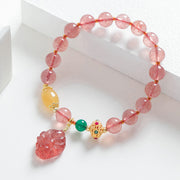 Buddha Stones Natural Strawberry Quartz Nine-Tailed Fox Healing Bracelet Bracelet BS 2