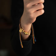 Buddha Stones Tibetan Handmade Om Mani Padme Hum Prayer Wheel Protection Strength String Bracelet Bracelet BS 3